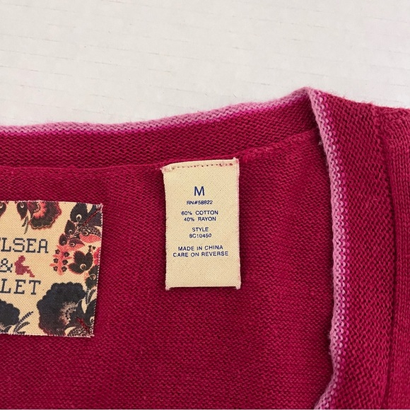 Chelsea & Violet Women’s Short Sleeve Ruffle Front Red Sweater Dress Size M - Picture 10 of 13